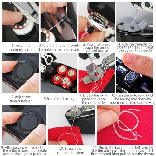 Sewing Machine,Handheld Sewing Machine, Mini Portable SewingMachine for Beginners, Electronic Small Sewing Machine for Quick Stitching & DIY Crafts (Grey) - color: Grey
