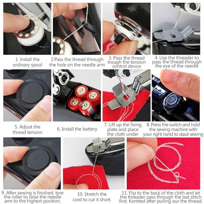 Sewing Machine,Handheld Sewing Machine, Mini Portable SewingMachine for Beginners, Electronic Small Sewing Machine for Quick Stitching & DIY Crafts (Grey) - color: Grey