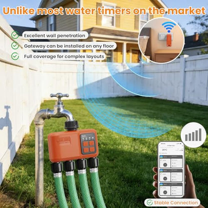 Smart WiFi Sprinkler Timer 4 Zone, Irrigation Controller for Garden Hose - style: 4 Outlet