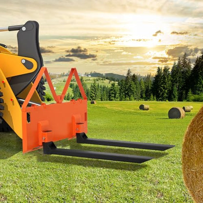 46" Heavy Duty Tractor Pallet Fork Attachment, 3,200 Lb Capacity Quick Attach Forks with 2" Receiver Hitch, Steel Loader Forks for Skid Steer and Tractor, Farm Warehouse Material Handling