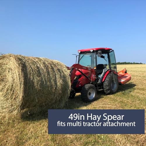 2 Pack 49" Heavy Duty Hay Spear, 4500LB Bale Spike with Tapered Tip, Quick-Tach System for Tractor, Skid Steer, Loader