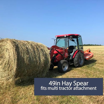 2 Pack 49" Heavy Duty Hay Spear, 4500LB Bale Spike with Tapered Tip, Quick-Tach System for Tractor, Skid Steer, Loader