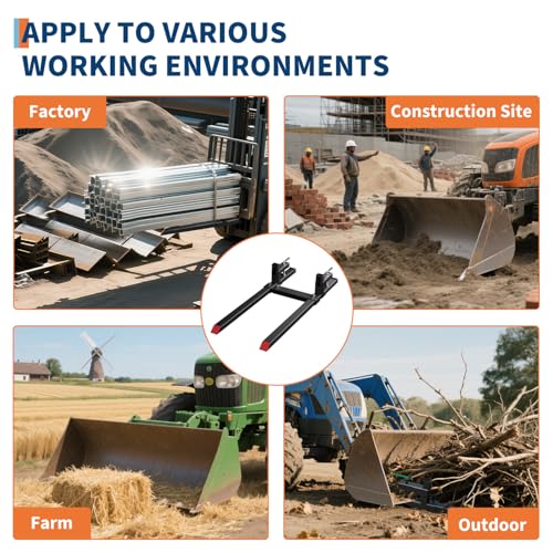 Clamp On Pallet Forks, 60 Inch Tractor Bucket Forks 2000 LBS Capacity - size: 60-inch