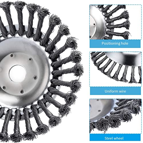 MOCW 8inch Rotary Steel Wire Wheel Weed Brush Blade Trimmer Head Cutter Replacement for Husqvarna, Stihl, Ego, Oregon, and Hitachi Straight Shaft Trimmers
