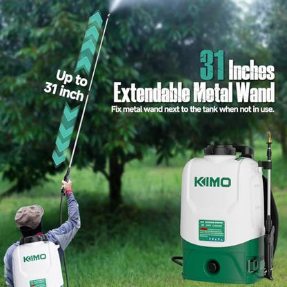 KIMO 4.3 Gal Backpack Sprayer Battery Powered w/ 2x2.0Ah Battery, 6 Nozzles