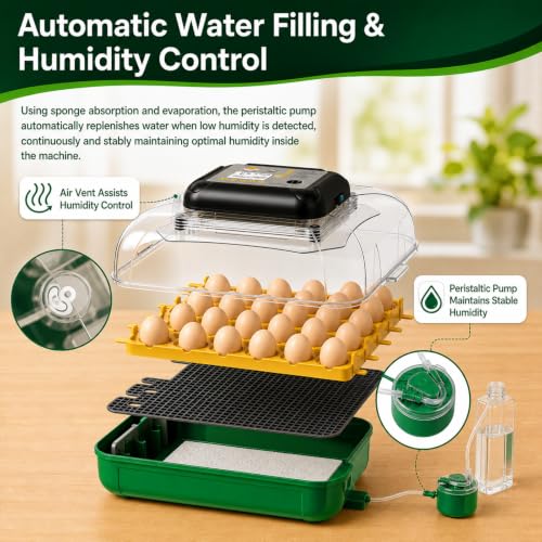 Egg Incubators for Hatching 30 Eggs with Temperature Humidity Control,Green - color: grass green