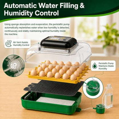 Egg Incubators for Hatching 30 Eggs with Temperature Humidity Control,Green - color: grass green