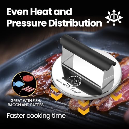 Gourmet Easy Stainless Steel Smash Burger Press with Heat Resistant Handle
