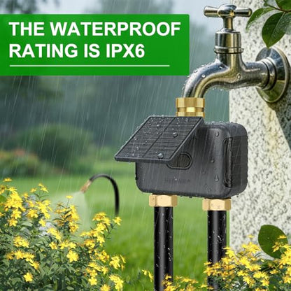 120FT WiFi Solar Drip Irrigation System, Dual Zone Timer - size: 120-Foot Dual-Tube Brass Solar Wireless Timer