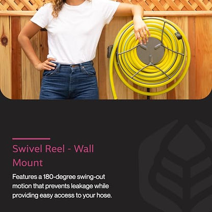 Yard Butler Hose Reel, 180 Degree Swivel, Wall Mount, 100-Foot Hose - size: Medium