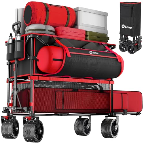 Sekey 400L Double-Decker Wagon, 500 lb Capacity, 50 in Extender - color: Red