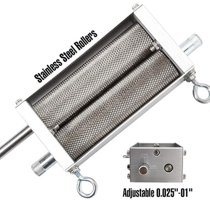 FERRODAY Malted Grain Mill for Grain Malt Barley, 2 Roller Stainless Steel - size: Metal base plate