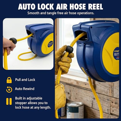 Goodyear Retractable Air Hose Reel, 3/8" x 50 FT - color: Automatic Rewind