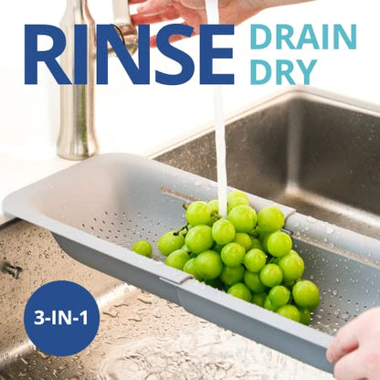 Blue Ginkgo Over Sink Colander, Extendable Kitchen Strainer, Grey - color: Gray, size: 1 Pack