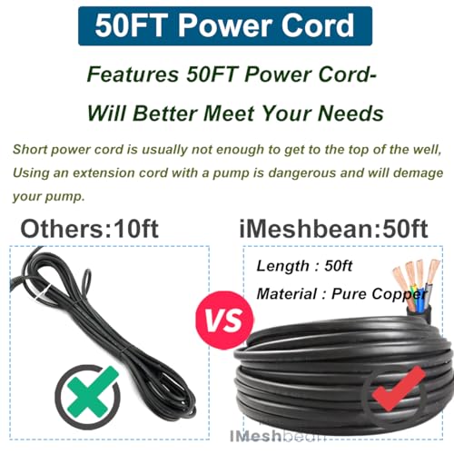 iMeshbean® 1HP 110V Submersible Well Pump, 4" Deep Well Pump with Control Box and 50FT Power Cord, Heavy Duty Submersible Water Pump for Residential, Irrigation and Industrial water supply - size: 1HP-115V + Control Box