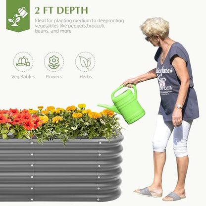 Besebay Galvanized Raised Garden Bed, Outdoor Planter Bed, - color: Dark Grey, size: 4x2x1.5ft