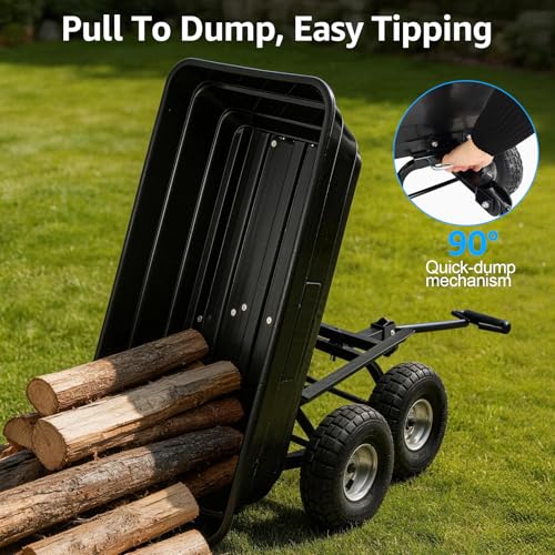 Garden Dump Cart Heavy-Duty 660lbs Utility Wagon for Beach