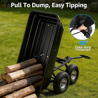 Garden Dump Cart Heavy-Duty 660lbs Utility Wagon for Beach
