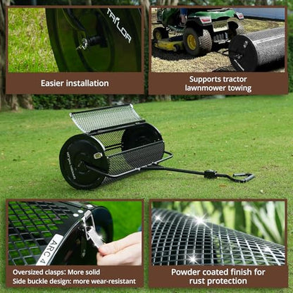 Compost Spreader 36 Inch Towable Peat Moss Spreader - Black - size: 36 Inch