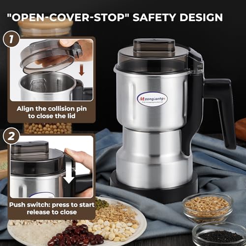 Moongiantgo Coffee Grinder Electric 200ml Capacity, 250W Mini Grain Mill