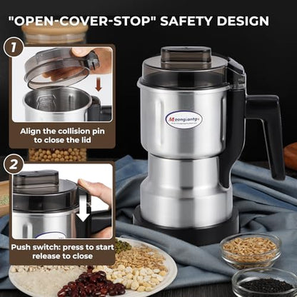 Moongiantgo Coffee Grinder Electric 200ml Capacity, 250W Mini Grain Mill