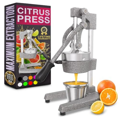 Cast Iron Juicer Hand Press, Heavy-Duty Squeezer (Silver) - color: Silver