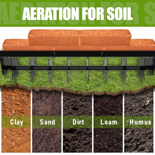 Heavy Duty Tow Behind Lawn Aerator with Steel Spike Discs for Soil