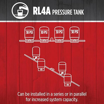 Red Lion RL4A,In-line Pre-Charged Well Pressure Tank, 4 gallon - style: 4 Gallon Inline