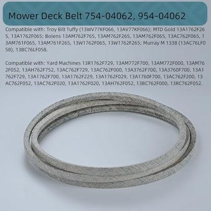 Holdly 754-04062 Deck Belt, 1/2 x 77 in Kevlar Aramid Mower Belt for Cub Cadet MTD Troy-Bilt Bolens Yard Machines, Replaces 954-04062, Fits 38 in Riding Mower Decks - size: 754-04062