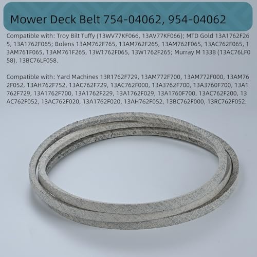 Holdly 754-04062 Deck Belt, 1/2 x 77 in Kevlar Aramid Mower Belt for Cub Cadet MTD Troy-Bilt Bolens Yard Machines, Replaces 954-04062, Fits 38 in Riding Mower Decks - size: 754-04062