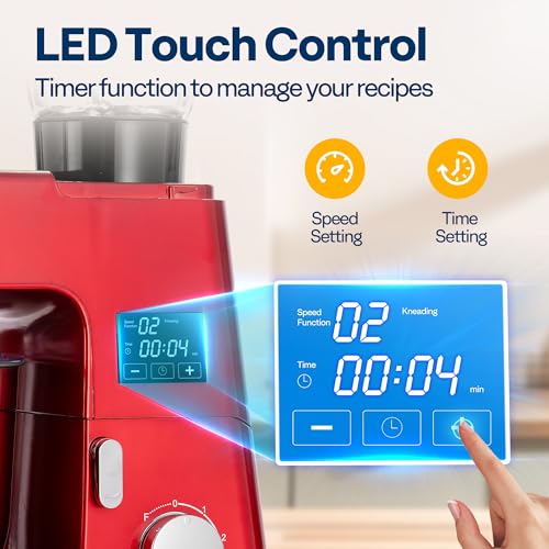 VIVOHOME 9-in-1 Stand Mixer with Fermentation & Timer, 7.5-Quart, Red - color: Red, size: 9-in-1