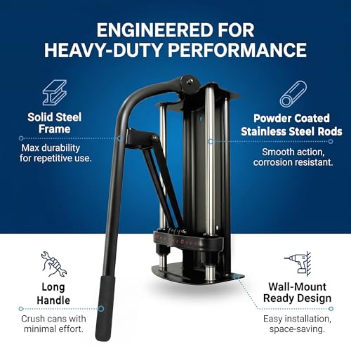Heavy Duty Wall Mounted Can Crusher | Recycling 12/16/24/32oz