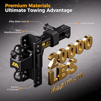 CAMMOO Adjustable Trailer Hitch for 2inch Receiver & 6 inch Rise/Drop Hitch - size: 2"x6"