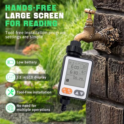 Programmable Water Timer for Garden Hose,10 Independent Watering Programs,Digital Sprinkler Timer with Rain Delay,Large LCD Display,Suitable for lawns, courtyards,and Vegetable Gardens