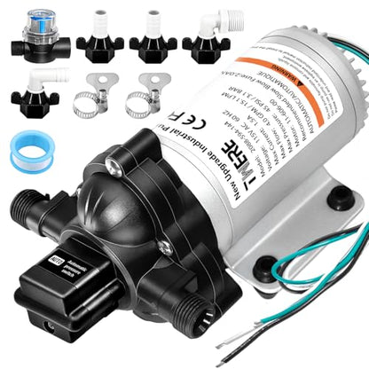 2088-594-154 Industrial Diaphragm Water Pump,115V 45PSI/3.1Bar 3.3GPM/11.4LPM 198GPH Industrial Pump,1/2in Portable Electric Utility Industrial Pump for Beverage and Water Applications - color: Silver3