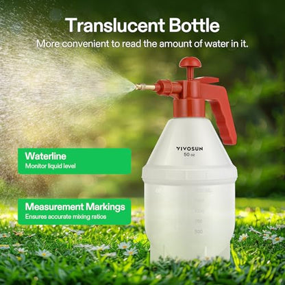 VIVOSUN 50oz Pump Sprayer, Handheld Garden Water Sprayer Bottle - color: Red, size: 50oz