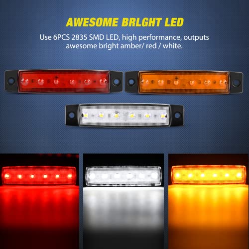 Nilight Side Marker Light 30PCS 3.8" Warning Lamps Kit - color: 3.8" Amber Red White 30Pcs