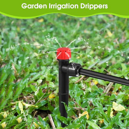 60Pcs Drip Irrigation Emitters – 360° Adjustable Flow for 1/4" Tubing - color: Red