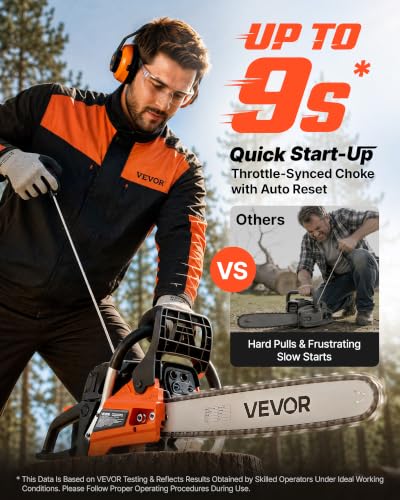 VEVOR Gas Powered Chainsaw 20 & 22 Inch 62CC 3.8HP 2 Stroke Engine Saw - size: 62CC-20&22in