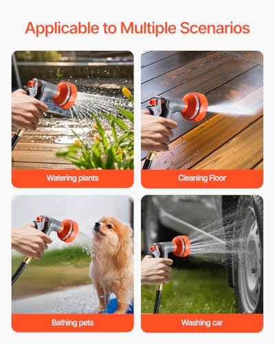 VEVOR Retractable Garden Hose Reel, 1/2 Inch x 65 ft Wall Mounted, Heavy Duty Garden Hose Reel with 9 Patterns Nozzle, Any Length Lock, Upgraded Slow Return System and 180°Swivel Bracket - size: 1/2 in x 65 ft