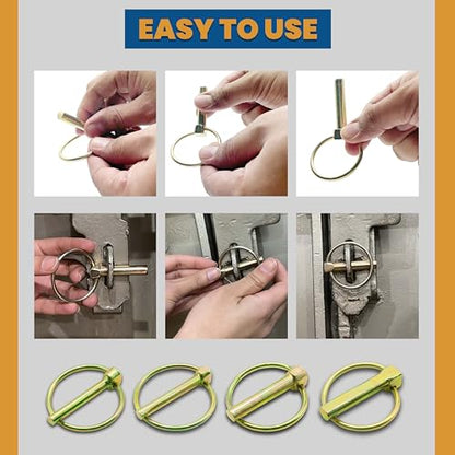 6 Pcs of Lynch Pin Assortment (7/16”x1-3/4”) - size: 7/16" x 1-3/4"