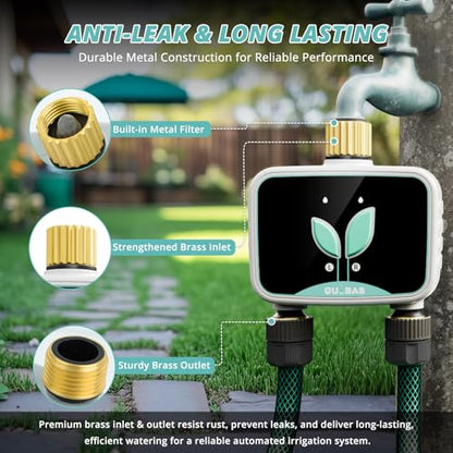 QUOBAS WiFi Water Timer for Garden Hose, 2 Zone Brass Smart Sprinkler Timer - size: Smart Timer 2 zone