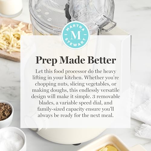 Martha Stewart 10 Cup Food Processor & Electric Chopper, One Touch Pulse - color: Linen Cream