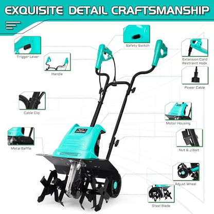 IncwBo 12'' 15-AMP Corded Electric Garden Roto Tiller Cultivator Powerful - size: 15 AMP-12 INCH