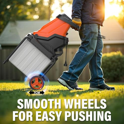 MAXLANDER 15-Amp Electric Wood Chipper Shredder with 50L Collection Bin - color: Light orange