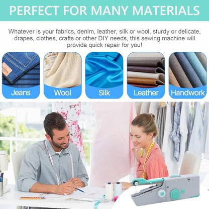 Handheld Sewing Machine for Beginners, Mini Sewing Machine for Quick Stitching with Sewing Kits Suitable for Home,Travel,DIY