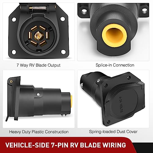 Nilight 7 Pin Male Trailer Round RV Blade Connector Socket - color: 7Pin Male Replacement Plug