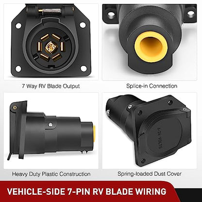 Nilight 7 Pin Male Trailer Round RV Blade Connector Socket - color: 7Pin Male Replacement Plug