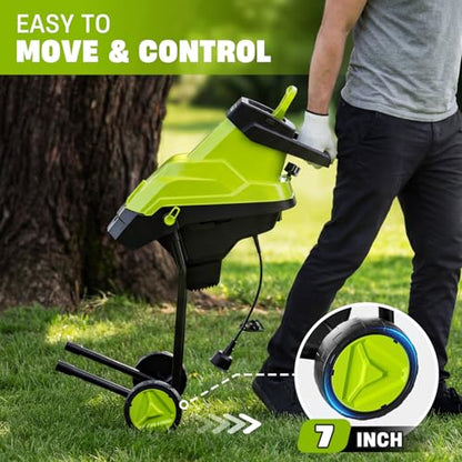 15-Amp Electric Wood Chipper with 45L Collection Bag and Push Stick