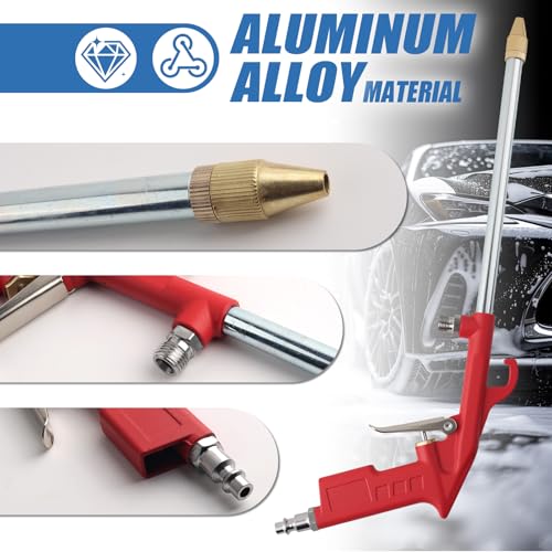 Air Engine Cleaning Gun with 3.93Ft Hose,Elbow Pneumatic Siphon Spray Gun for Car Engine Dust Detail Cleaning,High Pressure Professional Long Air Blow Guns Airs Spray Guns (Red) - color: Red